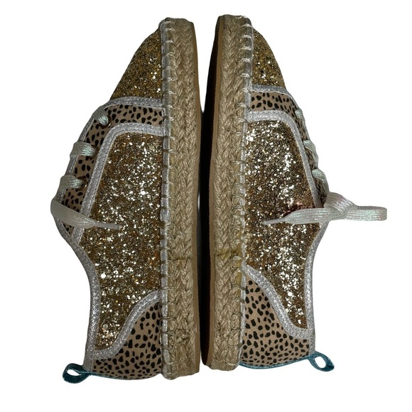 NewMichelle McDowell Kylie Gold Glitter Leopard Print Lace Up Shoes Size 7 - Picture 5 of 10
